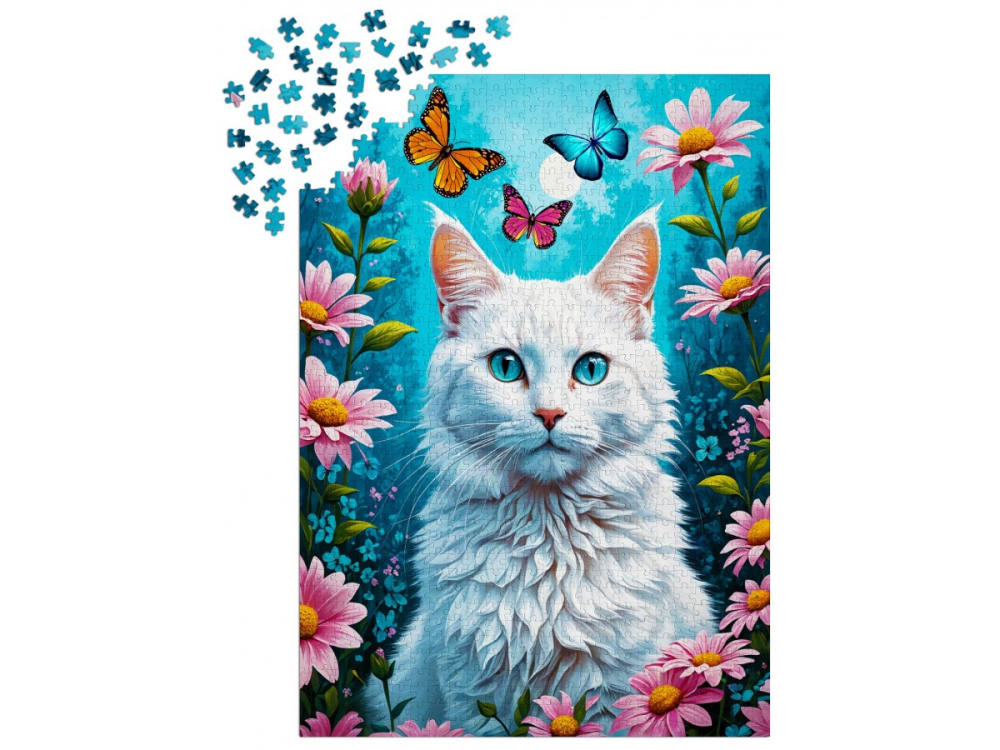 Puzzle 1000 piese Enjoy – White Cat [3]