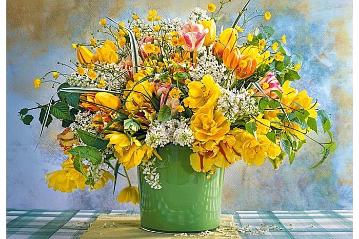 Puzzle 1000 piese Spring Flowers in Green Vase 104567 [2]