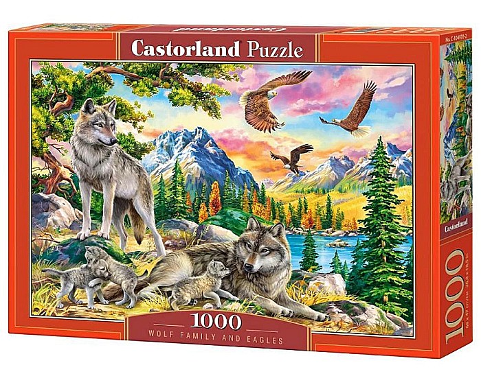 Puzzle 1000 piese Wolf family and eagle 104970  Castorland [1]