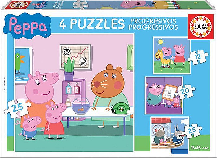 Puzzle 12+16+20+25 piese Pepa Pig EDUCA 16817 [1]