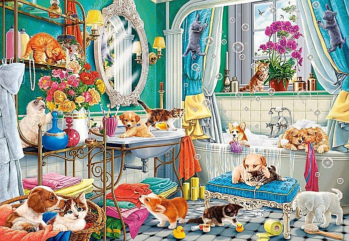 Puzzle 1500 piese Crazy pet bath 152094  Castorland [2]