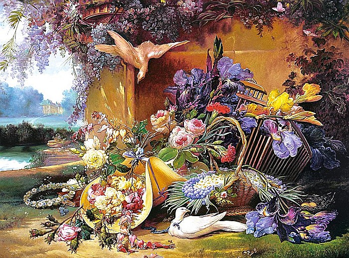 Puzzle 2000 piese Elegant Still Life with Flowers, Eugene Bidau 200276 Castorland [2]