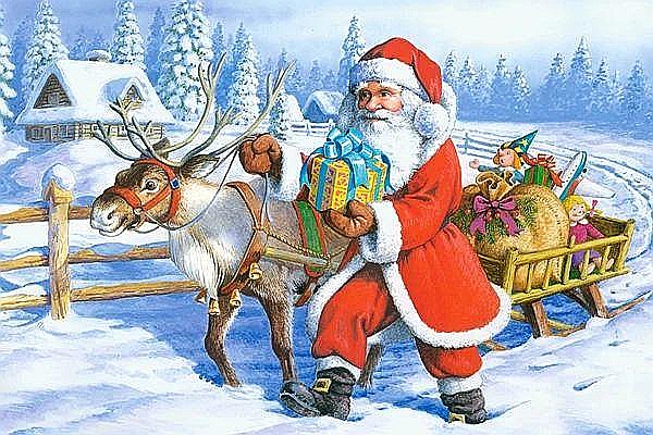 Puzzle 24 piese carte postala Santa and Reindeer 900527 Castorland [1]