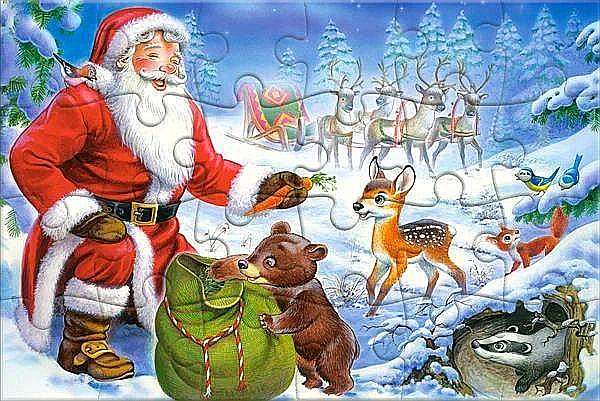 Puzzle 24 piese carte postala Santa and The Bear 900534 Castorland [1]