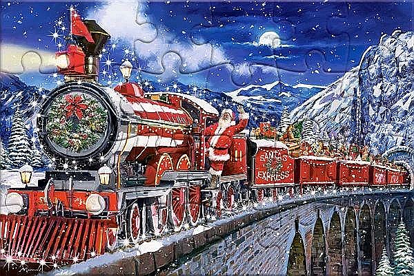 Puzzle 24 piese carte postala Santas Coming to Town 900497 Castorland [2]