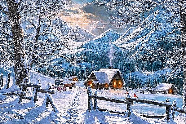 Puzzle 24 piese carte postala Snowy Morning 900510 Castorland [1]