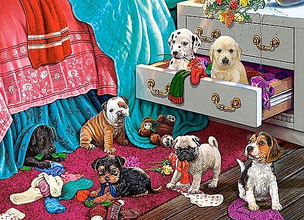 Puzzle 300 piese Puppies in the Bedroom 30392 [2]