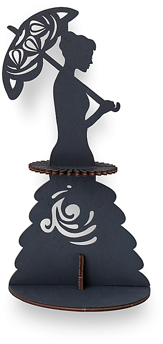 Puzzle 3D Lemn Lady with Umbrella (Black) Eco Wood Art [1]