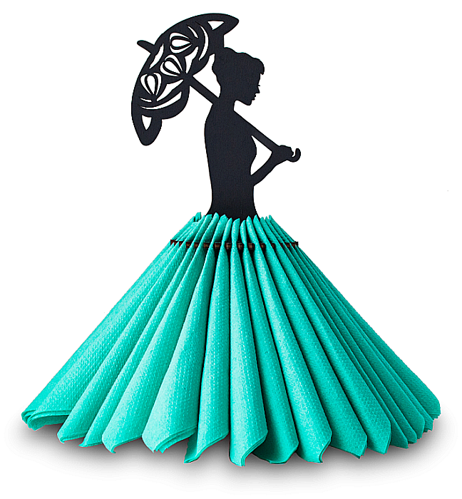 Puzzle 3D Lemn Lady with Umbrella (Black) Eco Wood Art [2]