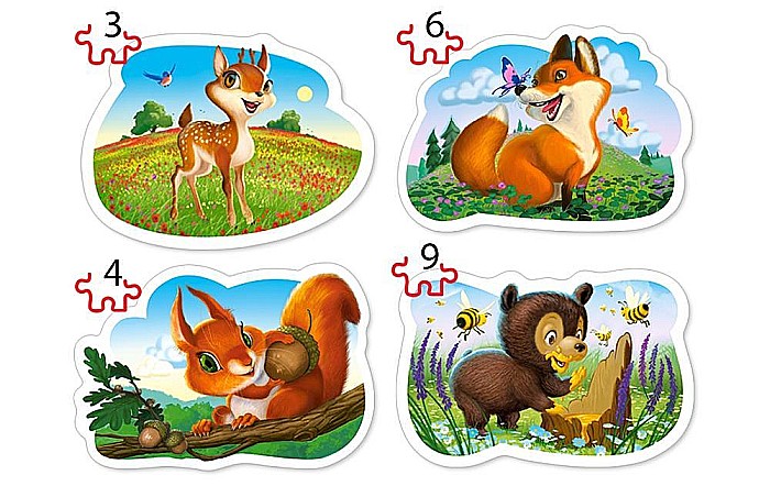 Puzzle 4 in 1 (3+4+6+9 piese) Animale din Padure 5079 [2]