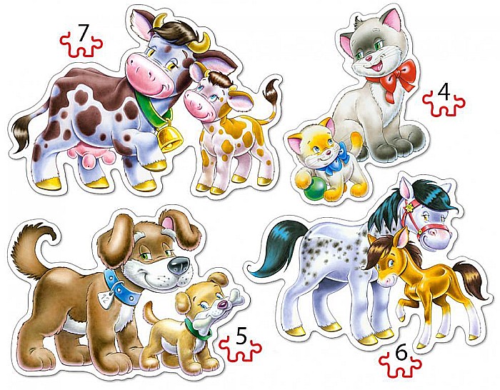 Puzzle 4 in 1 (4+5+6+7 piese) Animal Babies 4218 [2]