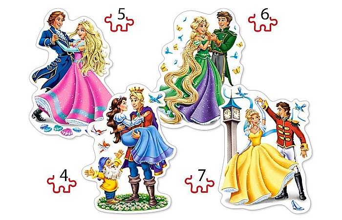 Puzzle 4 in 1 (4+5+6+7 piese) Printesele Indragostite 04461 [2]
