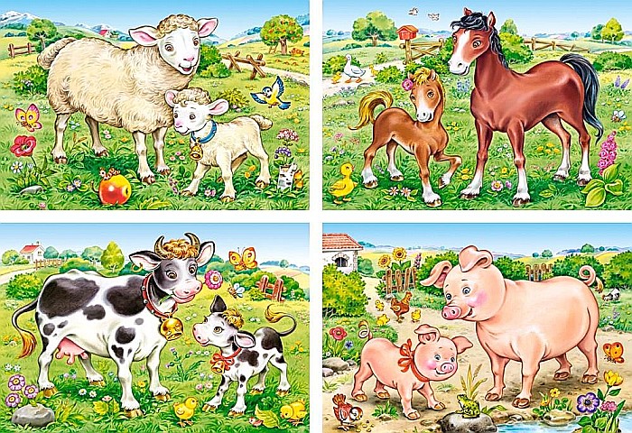 Puzzle 4 in 1 (8+12+15+20 piese) Animal Moms and Babies 4416 [2]