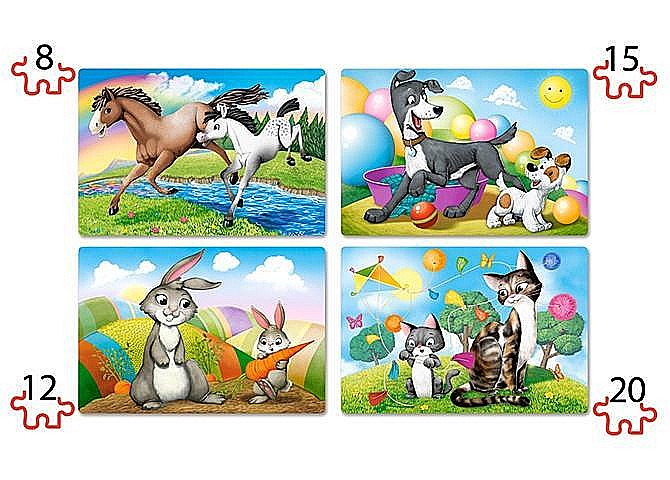 Puzzle 4 in 1 (8+12+15+20 piese) Mamele si Puii 41053 [2]