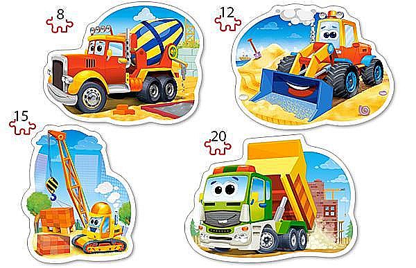 Puzzle 4 in 1 (8+12+15+20 piese) Masinarii de Constructie 43040 [2]