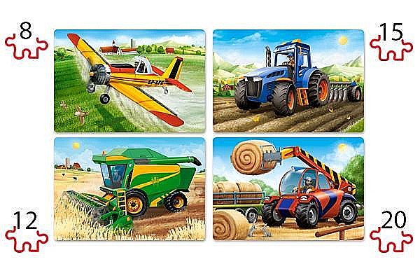 Puzzle 4 in 1 (8+12+15+20 piese) Masinarii de ferma 41039 [2]