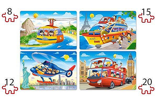 Puzzle 4 in 1 (8+12+15+20 piese) Traverseaza Lumea 41015 [2]