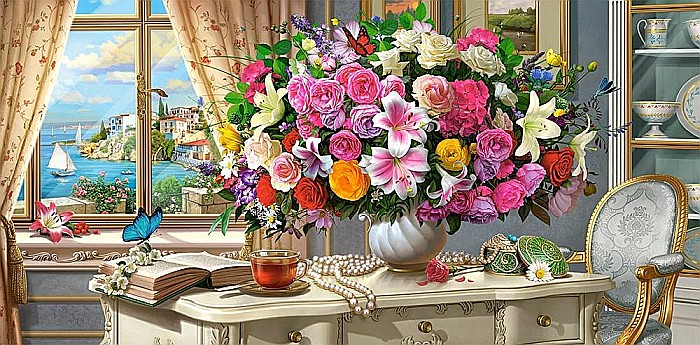 Puzzle 4000 piese Flori de Vara si o Cana de Ceai 400263 [2]