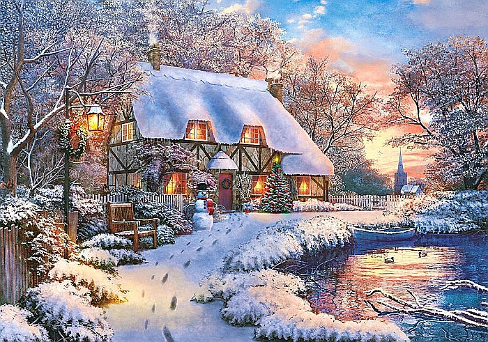 Puzzle 500 piese Cabana Iarna 53278 [2]