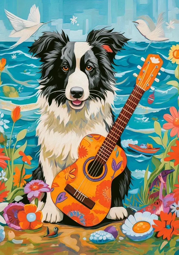 Puzzle 500 piese Collie, Guitar and the Sea 054008 Castorland [2]