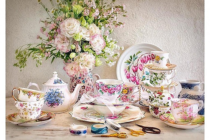 Puzzle 500 piese Still Life with Porcelain and Flowers 53384 [2]