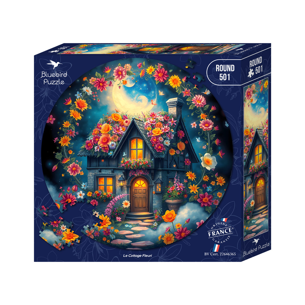 Puzzle 501 piese Bluebird Round Le Cottage Fleuri [1]