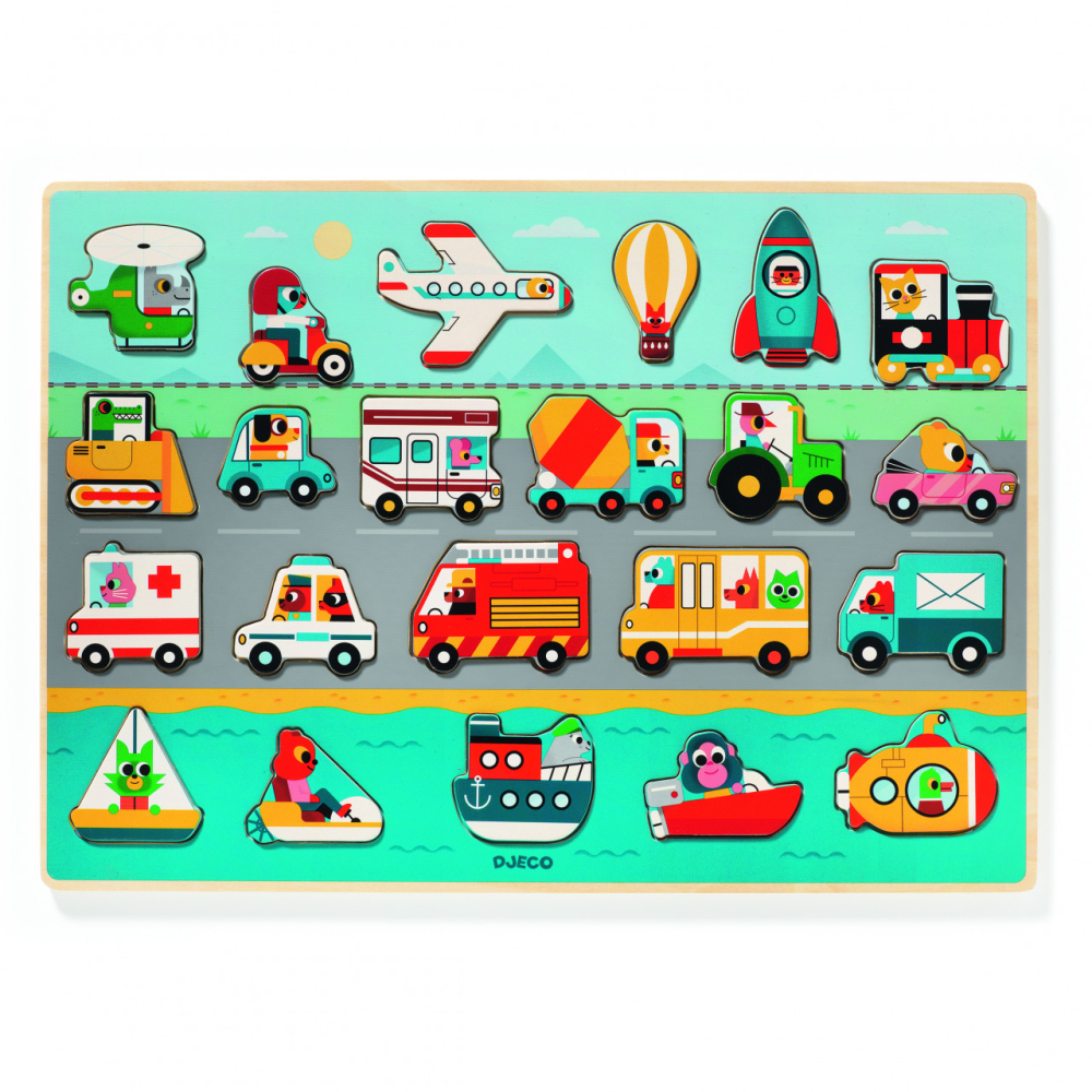 Puzzle din lemn Vroom-vroom, Djeco [4]