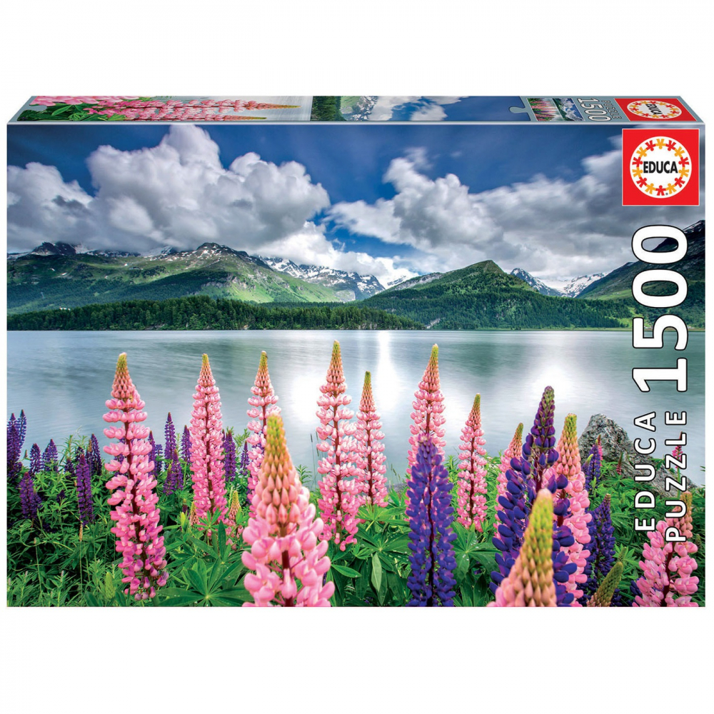 Puzzle Educa Peisaj Montan cu Flori Lupin 1500 piese [1]
