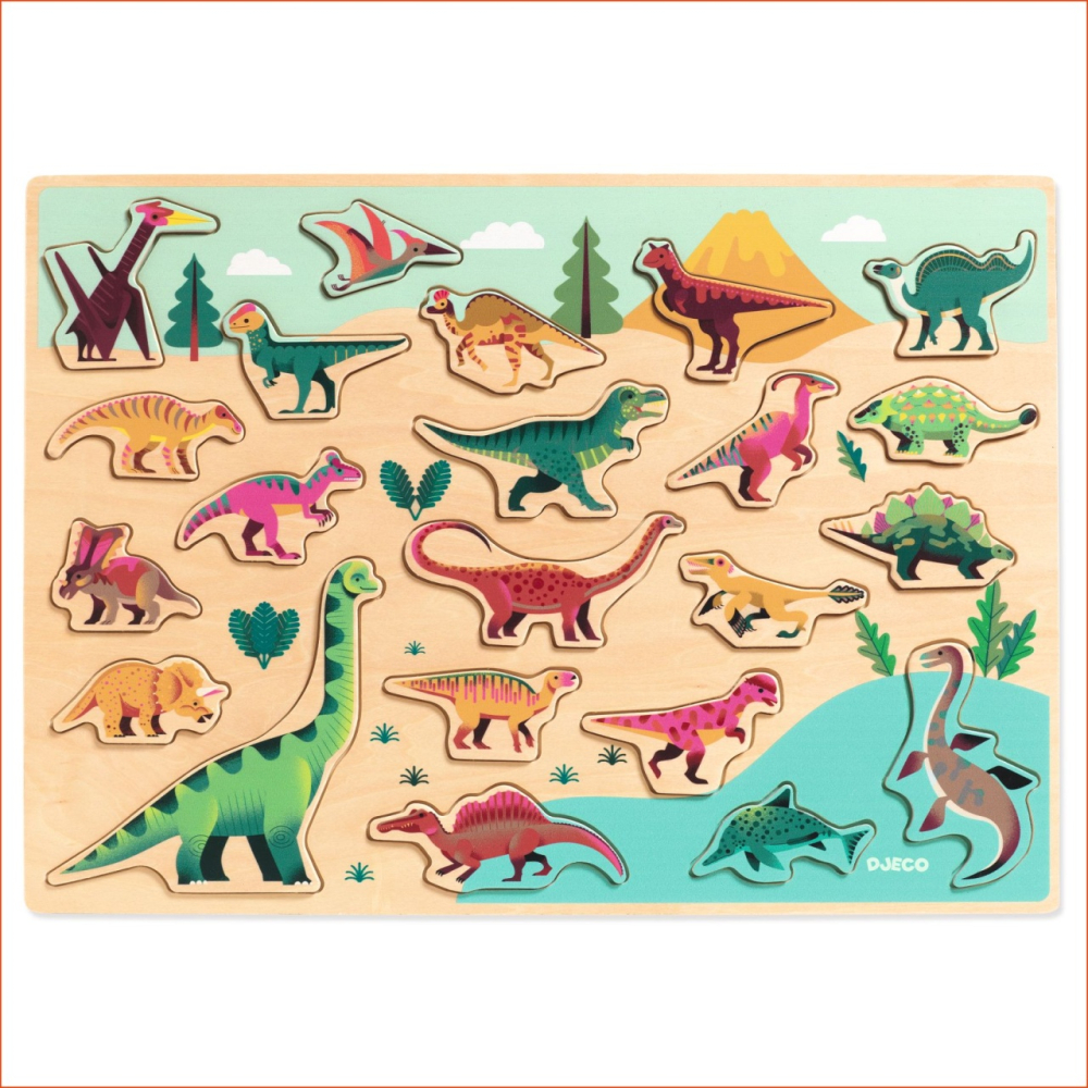 Puzzle lemn Dinozauri, Djeco [4]