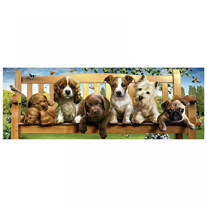 Puzzle panoramic 1000 piese Puppies on Beach 19038 [2]