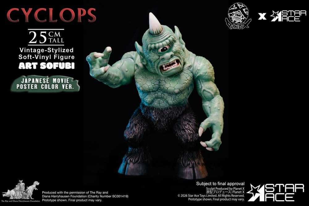 Ray Harryhausen (Art Sofubi) Soft-Vinyl Figure Cyclops Vintage-Stylized Japanese Movie Poster Color Ver. 25 cm [2]