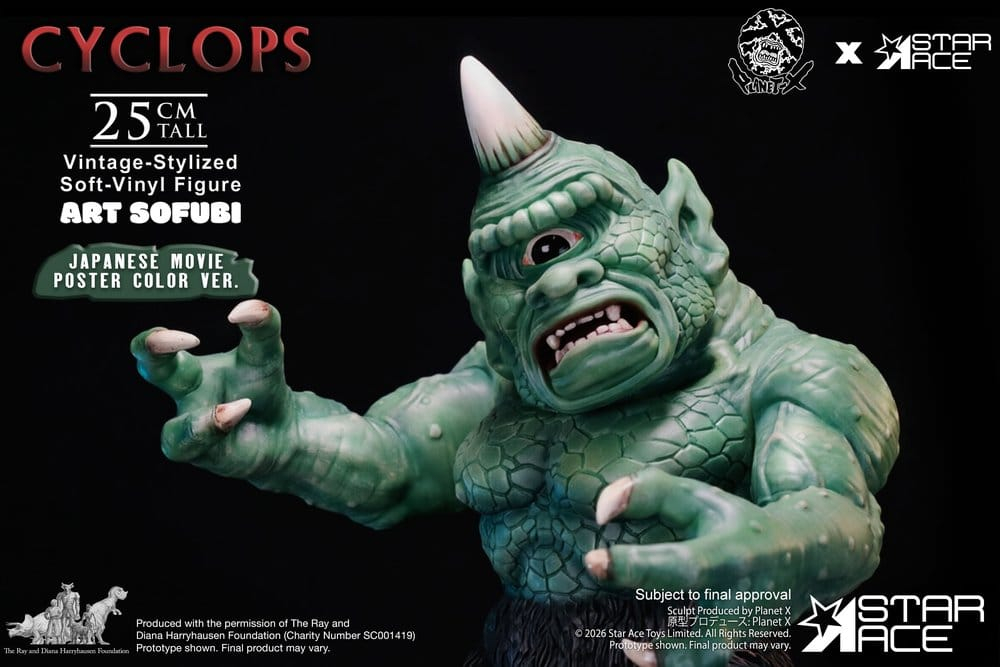 Ray Harryhausen (Art Sofubi) Soft-Vinyl Figure Cyclops Vintage-Stylized Japanese Movie Poster Color Ver. 25 cm [5]