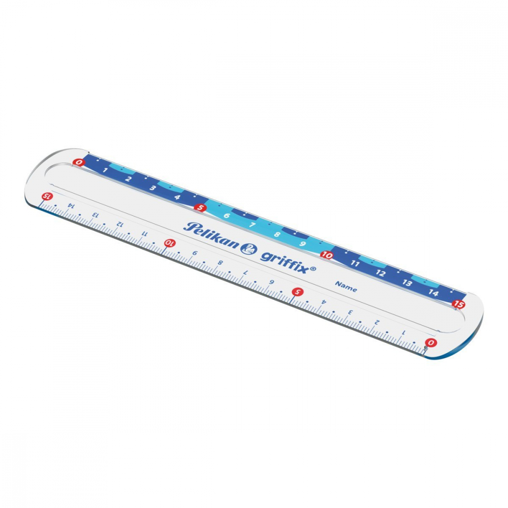Rigla Griffix – 15 cm transparenta, cu doua scale, orificiu compas si margine anti-murdarie [2]