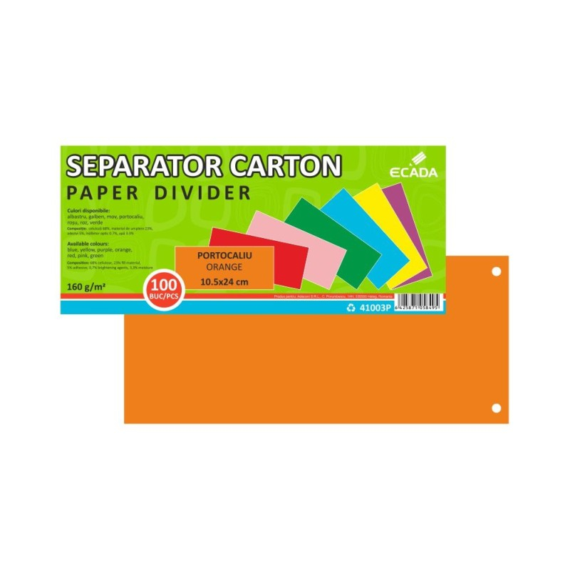 Set 100 separatoare carton ECADA 10.5x24 cm rosu 160 g/mp [1]
