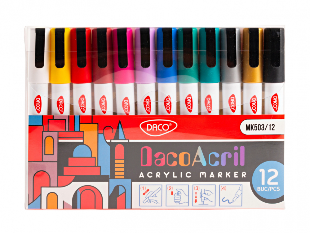 Set 12 markere acrilice DACO MK503-12 [1]