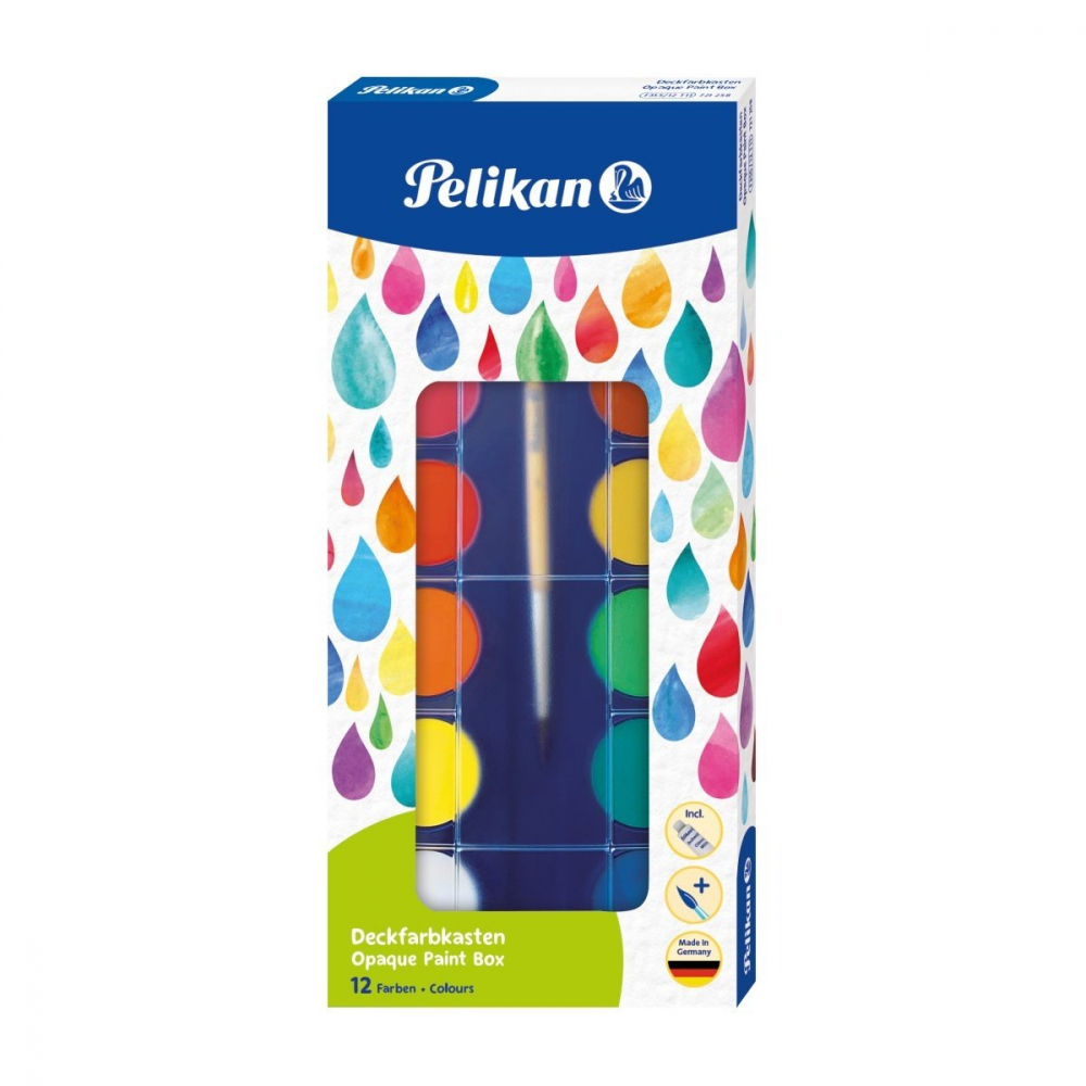 Set acuarele Pelikan F355 – 12 culori, alb de zinc (tub), pensula inclusa [1]