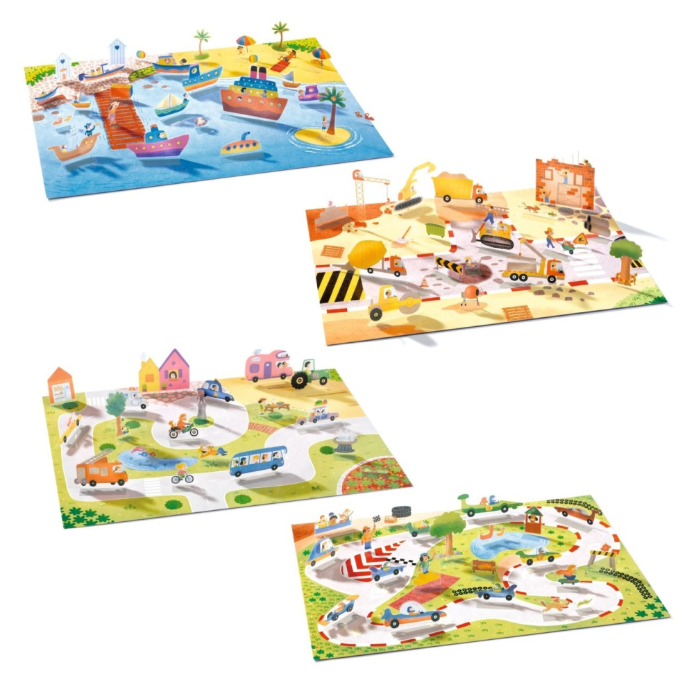 Set creativ de stickere reutilizabile Masini, Djeco [5]