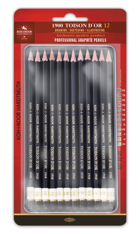 Set creioane grafit Toison D'Or ART 8B–2H – Colectia ARTA – Cutie metalica [1]