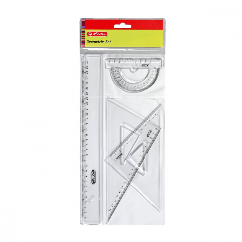 Set geometrie Herlitz – rigla 30 cm, raportor, 2 echere, 4 piese [1]