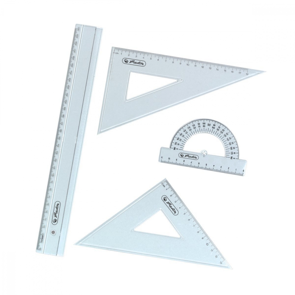 Set geometrie Herlitz – rigla 30 cm, raportor, 2 echere, 4 piese [2]