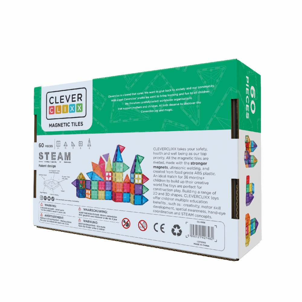 Set magnetic de construit Inventiv 60 piese, Cleverclixx [3]