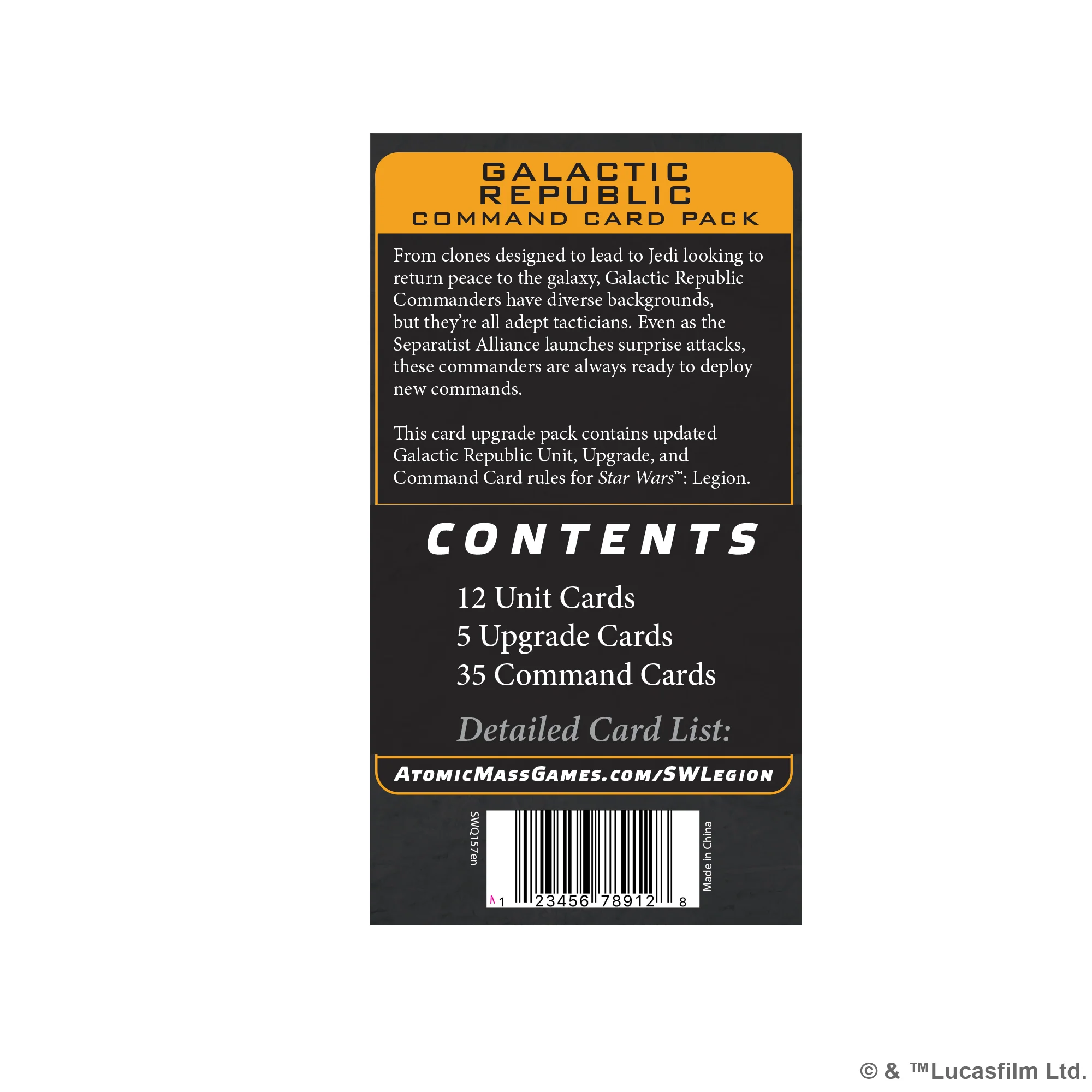 Star Wars Legion Galactic Republic Command Card Pack [2]