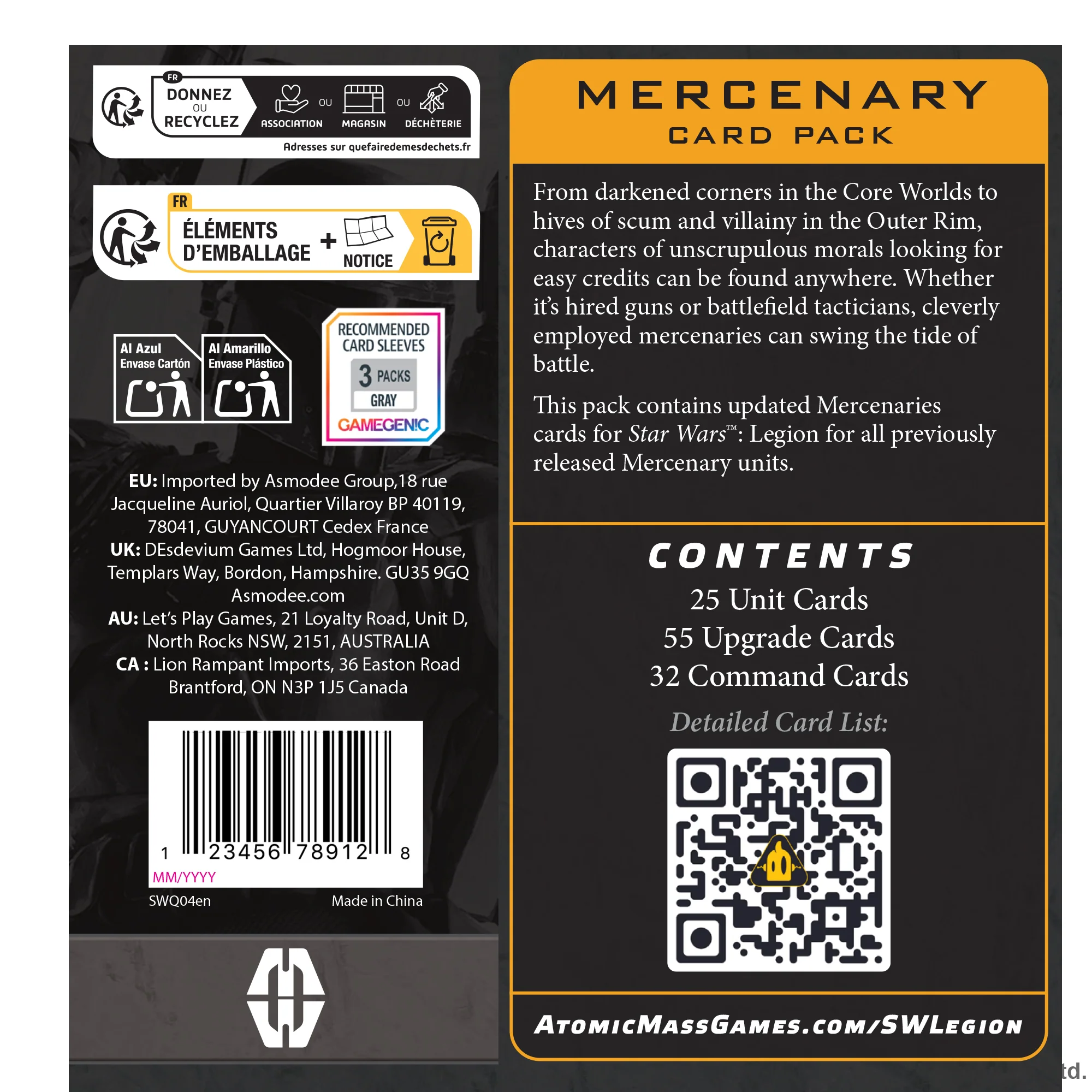 Star Wars Legion Mercenary Card Pack [2]