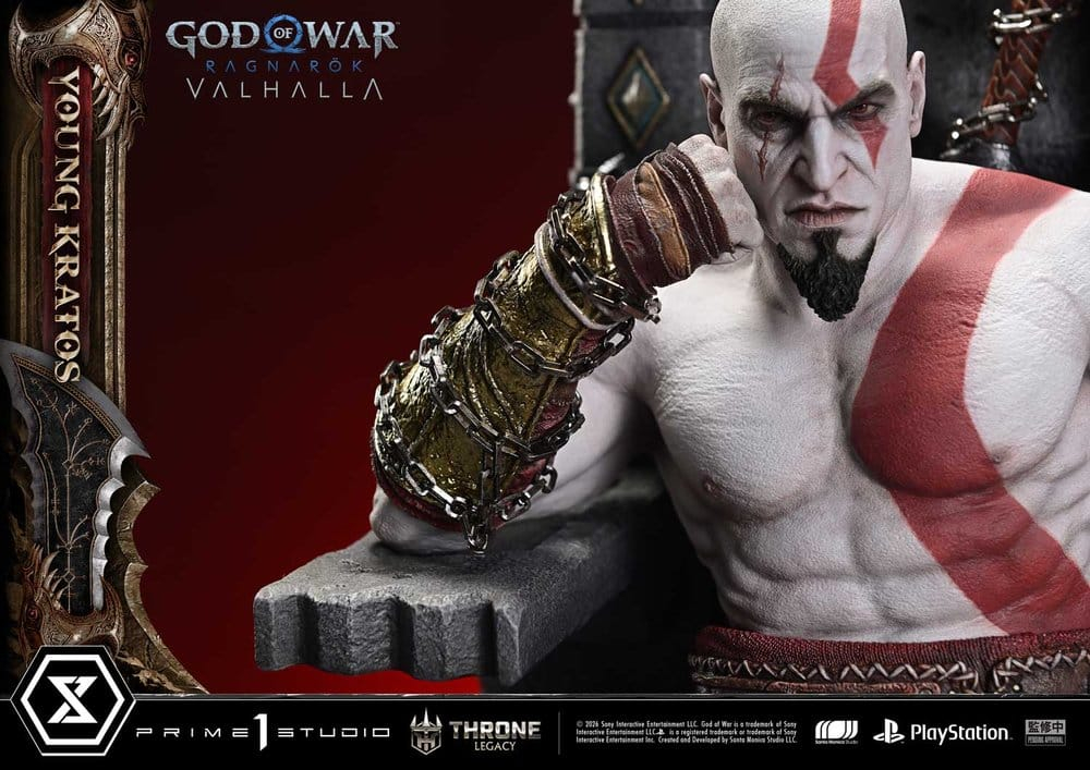 Throne Legacy God of War Series Statue 1/3 Ragnarok Young Thyself Kratos 91 cm [17]