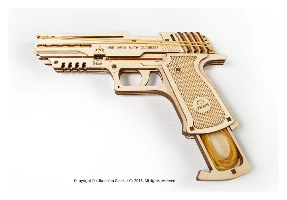 Ugears 3D Wooden Puzzle Wolf-01 Handgun [5]