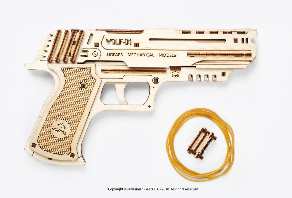 Ugears 3D Wooden Puzzle Wolf-01 Handgun [19]
