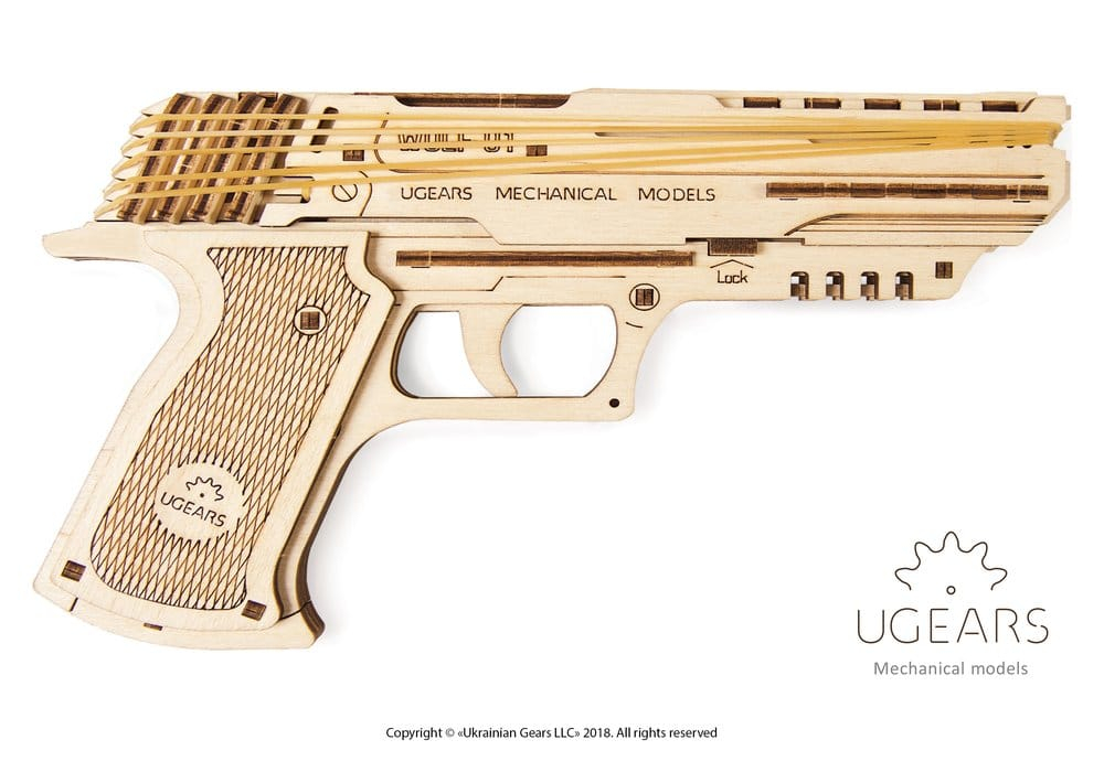 Ugears 3D Wooden Puzzle Wolf-01 Handgun [4]
