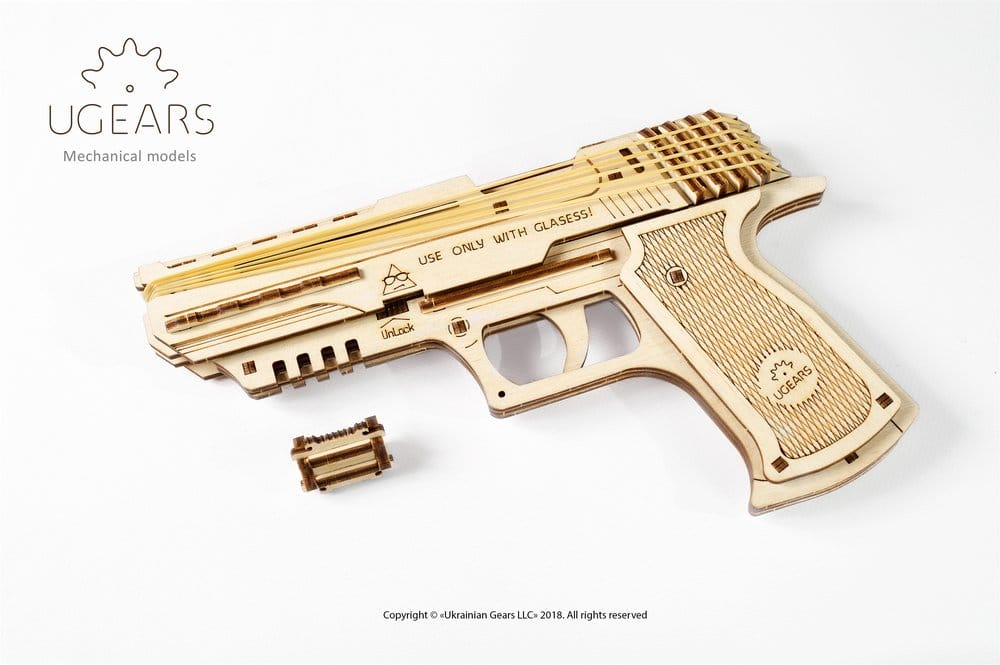 Ugears 3D Wooden Puzzle Wolf-01 Handgun [6]