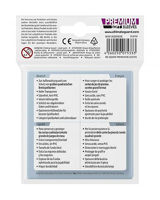 Ultimate Guard Premium Soft Sleeves for Board Game Cards Big Square (50) [3]
