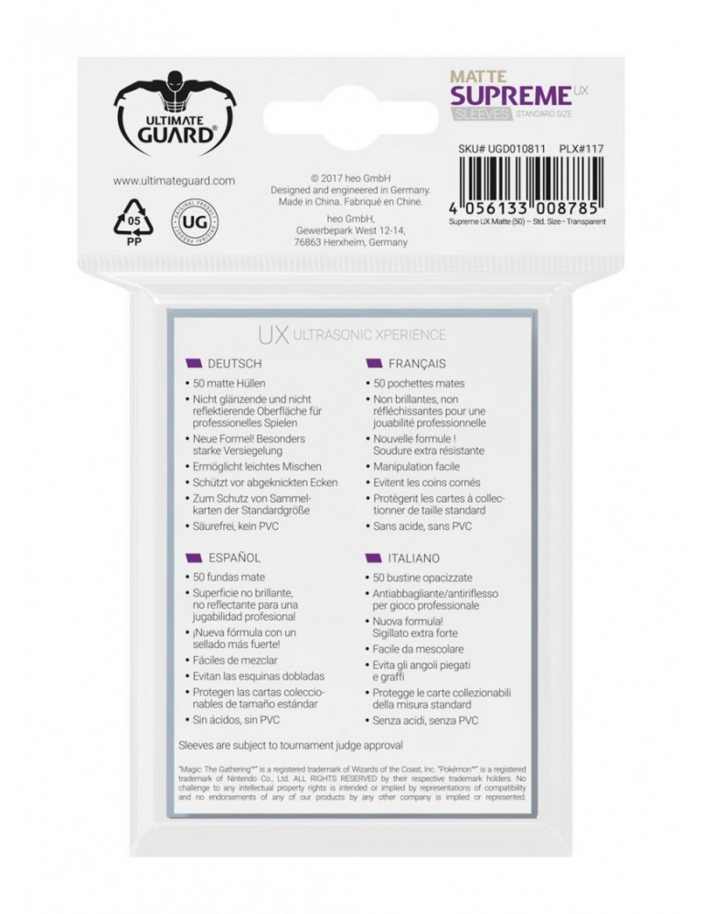 Ultimate Guard Supreme UX Sleeves Standard Size Transparent Matte (50) [3]